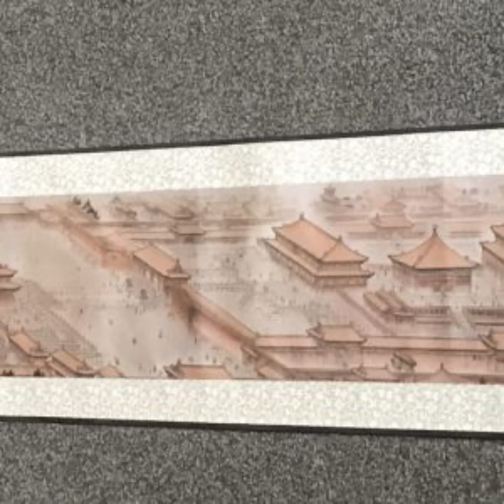 Forbidden City Pure Silk Long Scroll Painting Artefact